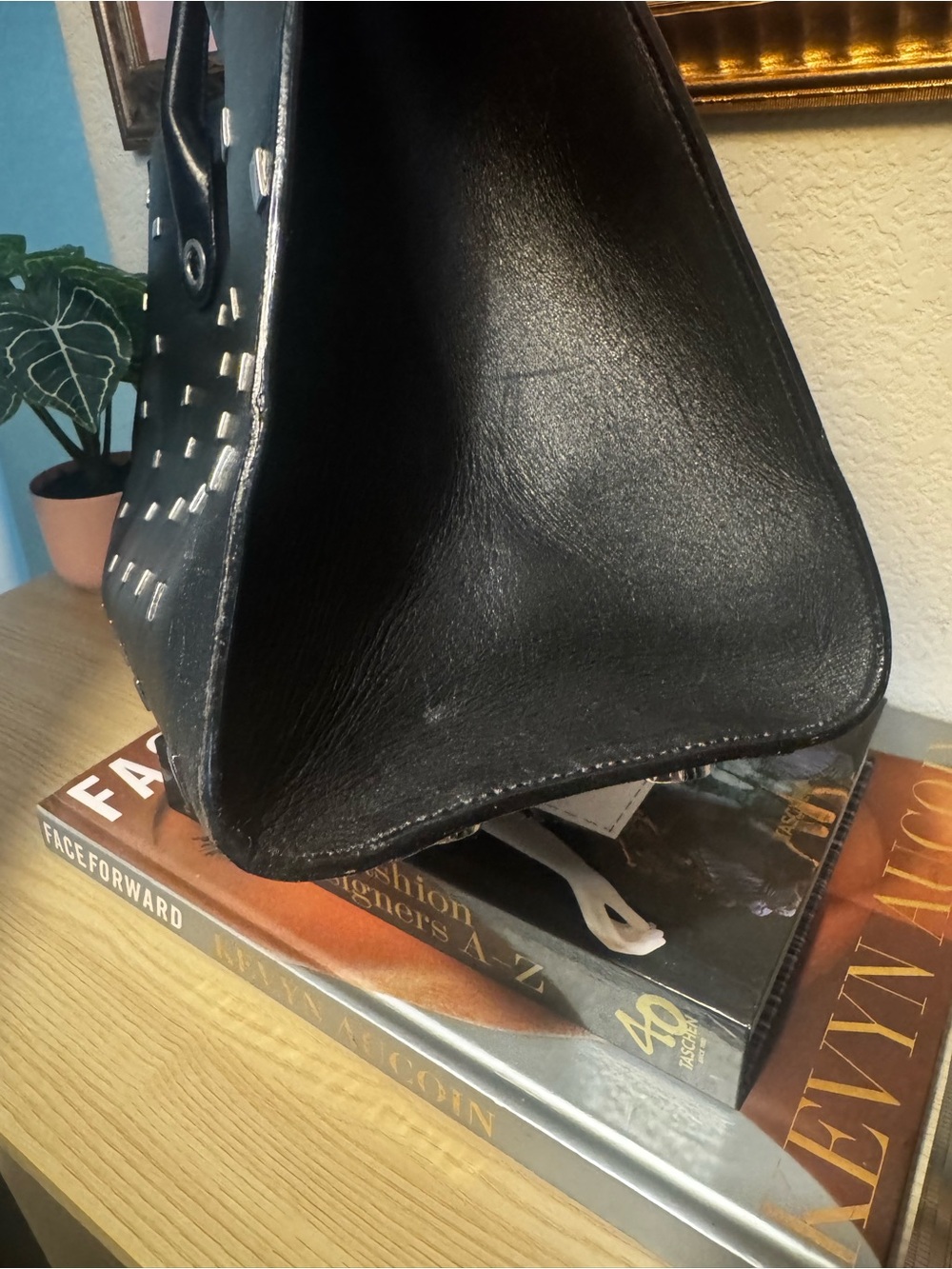 Jimmy Choo Black Studded Leather Tote Silver Hardware Structured Bag - Picture 9 of 9